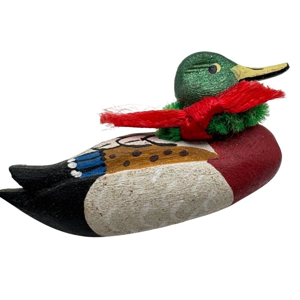 Vintage 1992 Beaks N Bills Hand-Carved & Painted Mallard Duck Pin Brooch